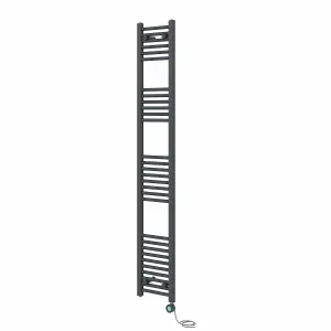 Rinse Bathrooms Smart WiFi Thermostatic Electric Bathroom Straight Heated Towel Rail Radiator with Timer 1800x300mm - Anthracite