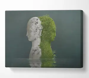 Stone And Plant Human Canvas Print Wall Art - Medium 20 x 32 Inches