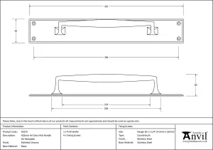 From The Anvil Polished Chrome 425mm Art Deco Pull Handle on Backplate