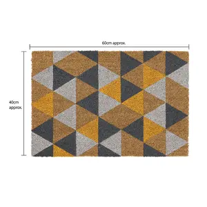 JVL Eco-Friendly Colour Pattern Latex Backed Coir Entrance Door Mat, Geometric Design