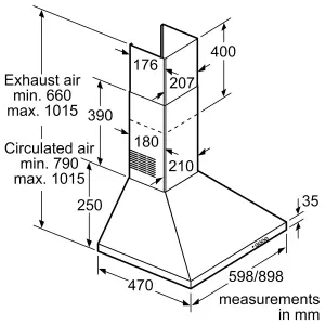 Bosch Series 2 DWP64CC50M Stainless steel Chimney Cooker hood (W)59.8cm - Silver effect