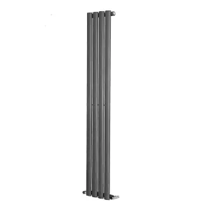 Right Radiators 1800x236mm Vertical Single Oval Column Designer Radiator Anthracite