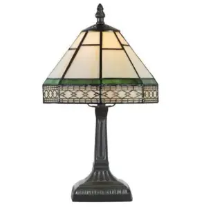 BELOFAY Stained Glass Handmade Mission Tiffany Style Table Lamp for Living Room 8" Shade Diameter and 13" Stand Height