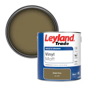 Leyland Trade Vinyl Matt Walls & Ceilings Emulsion Paint Khaki Grey (RAL 7008) 2.5L