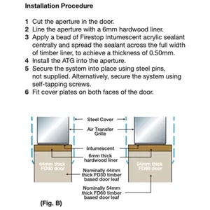 AFIT Silver Intumescent Louvre Vent Grill Cover 300 x 300mm