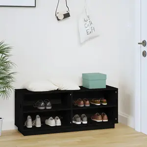 Shoe Cabinet Black 110x34x45 cm Solid Wood Pine