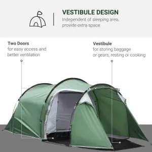 2-3 Man Camping Tent with 2 Rooms Porch Air Vents Rainfly Weather-Resistant