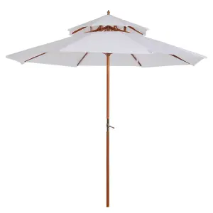 Outsunny Garden Wood Patio Parasol Sun Shade Outdoor Umbrella Canopy Cream