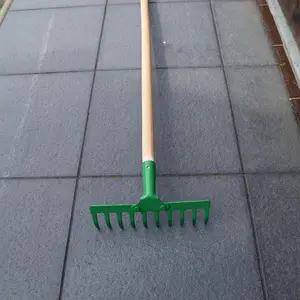 Steel Garden Rake for Hay, Leaves, Lawn, 25 cm / 10 in with 10 Tins, Ideal Gardening Tool (With Handle)