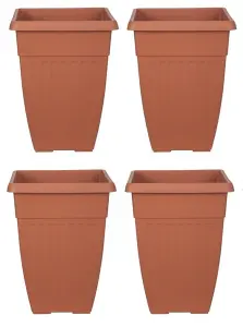 4 x 42cm Tall Athens Plant Pot Flared Garden Plastic Patio Flower Planter Terracotta Colour