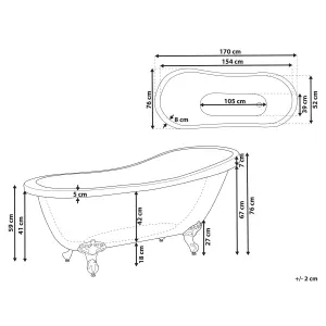 Freestanding Bath 1700 x 760 mm Red CAYMAN