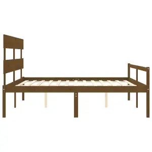 Berkfield Bed Frame with Headboard Honey Brown 200x200 cm Solid Wood