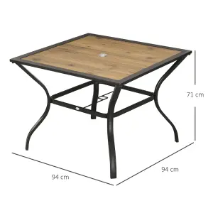 Outsunny Garden Table with Parasol Hole w/ PC Board Tabletop for 4 Persons