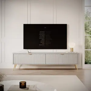 Lante Stylish Beige TV Cabinet 2000mm H510mm D380mm with Two Pull-Down Doors and Two Closed Compartments