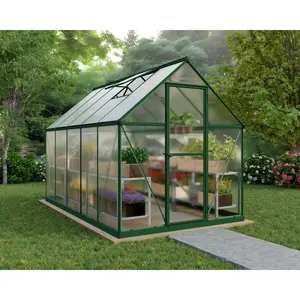 Mythos 6 Ft W x 4 Ft D Greenhouse Green / 208cm H x 185cm W x 306cm D