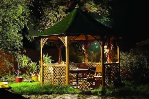 Chopin Large Gazebo with Trellis Panels - Pressure Treatet Timber - L354 x W354 x H333 cm