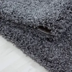 Abaseen 160x230 cm Dark grey Thick Pile Soft Shaggy Modern Rug