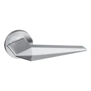 UAP ORO & ORO - Matrix Lever - Round Rose Italian Satin Chrome Door Handle for Internal Doors - Easy Installation