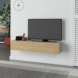 Decortie Francy Wall-Mounted TV Unit Modern Media Centre TV Cabinet 42" Ash Green Oak 135cm