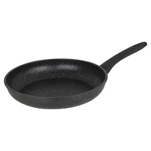 URBNCHEF 28cm Diameter Pressed Carbon Induction Black Frying Pan Pot with Soft Touch Handle