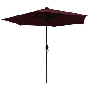 Berkfield Parasol with LED Lights and Aluminium Pole 270 cm Bordeaux Red