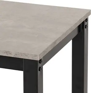 Athens Breakfast Bar Set Concrete Effect with Black Metal Legs