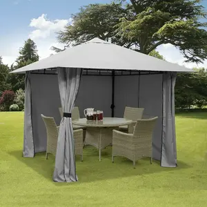 3m x 3m Gazebo Marquee Heavy Duty Garden Tent Showerproof Full Side Curtains Grey