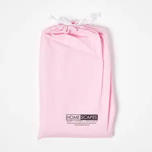 Homescapes Pink Cotton Fitted Cot Sheets 200 Thread Count, 2 Pack