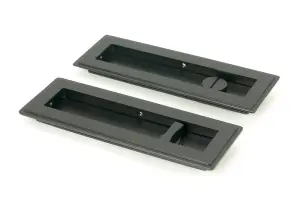 From The Anvil Matt Black 175mm Art Deco Rectangular Pull - Privacy Set