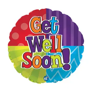 Betallic Get Well Soon Foil Dot And Stripe Balloon Multicoloured (One Size)