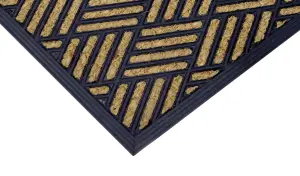 A.Unique Home 8mm Natural Coir Doormat with Printed Pattern 40cm x 80cm - Non-Slip Rubber Backed - GRIDS MAT