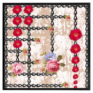 Flowers & chains (Picutre Frame) / 20x20" / Black