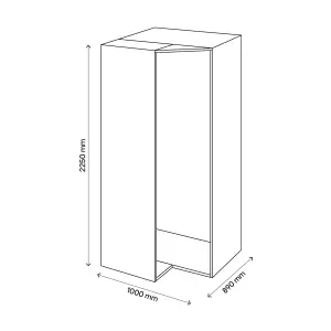 GoodHome Atomia Freestanding Matt oak effect Particle board Mirrored Wardrobe (H)2250mm (W)1300mm (D)580mm