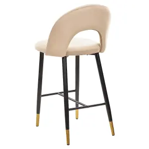 Set of 2 Bar Chairs FALTON Velvet Beige