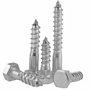 M8 8mm Coach Screws Length: 80mm ( Pack of: 100 ) HEX Hexagon Head Lag Bolts Wood Screws Steel Zinc Plated DIN 571