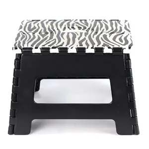 Dekton Folding Step Stool 150kg Max Anti Slip Home Workplace Aid Ladder Portable - 32cm Zebra