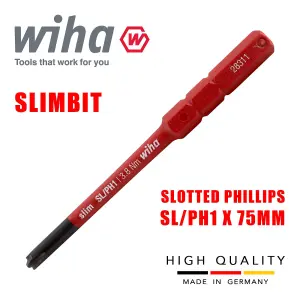 Wiha Slimbit Screwdriver Plusminus Phillips SL PH1 1000v VDE Electrician 34587