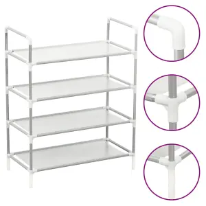 Shoe Rack with 4 Shelves Metal and Non-woven Fabric Silver