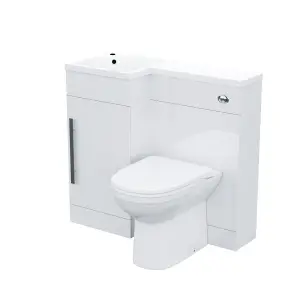 Nes Home 900 mm White LH Basin Sink Vanity Cabinet WC Unit BTW Toilet Melbourne