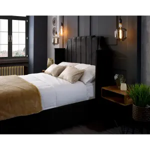 Nelly Plush Velvet Black Bed Frame