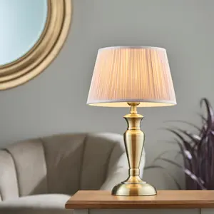 Table Lamp Antique Brass & Dusky Pink Silk 60W E27 Base & Shade e10527