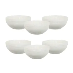 simpa 6PC Porcelain White Modern Bowl Set.