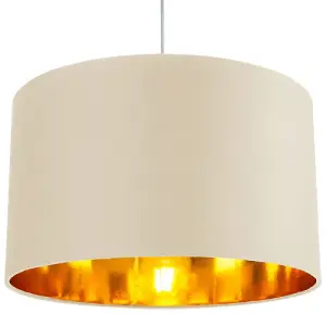 Contemporary Cream Cotton 14 Table/Pendant Lamp Shade with Shiny Copper Inner