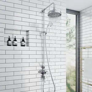 ENKI Chrome Traditional Lever Solid Brass Rigid Shower Riser Rail B14