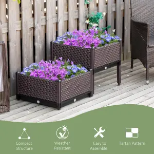 Outsunny 2-Piece Raised Garden Bed Planter Box for Flowers, Vegetables, Herbs