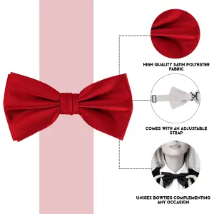 Deep Red Satin Polyester Bow Tie for Casual & Formal Wear, Wedding Party Accessory