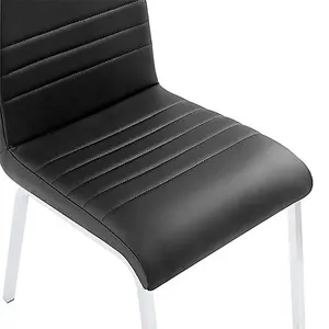 Dora Black Faux Leather Dining Chairs With Chrome Legs In Pair