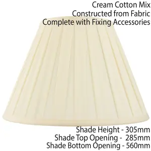 22" Tapered Drum Lamp Shade Cream Box Pleated Fabric Cover Classic & Elegant