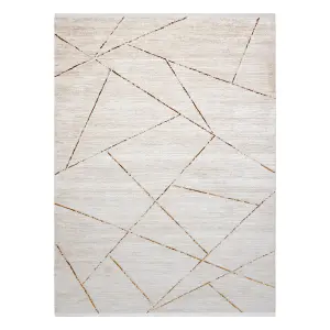 Modern carpet DUKE 51557 cream / gold - Geometric, structured, very so 80x150 cm