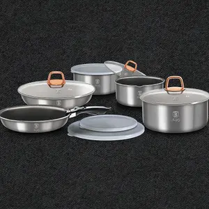 URBNLIVING Height 8.4cm Berlinger Haus 12Pc Moonlight Edition Space Saving Cookware Set Pots Pans Induction Lids Handle